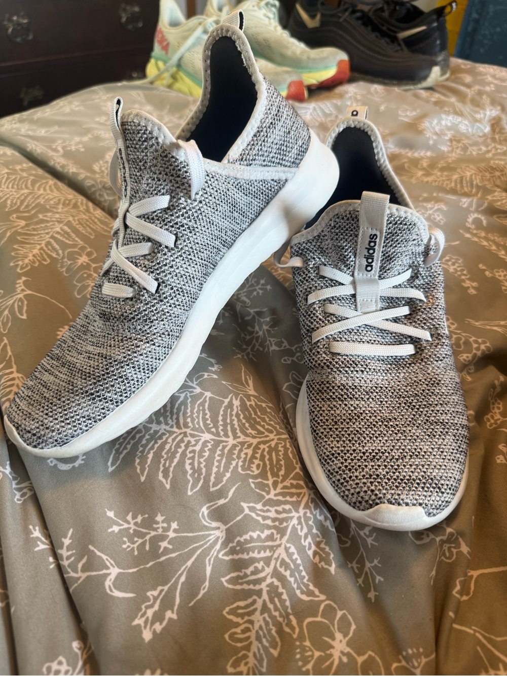 adidas Women’s Grey Knit Slip-On Athletic Sneakers